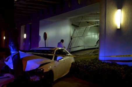 Crash the gate, carpark ramp accident
