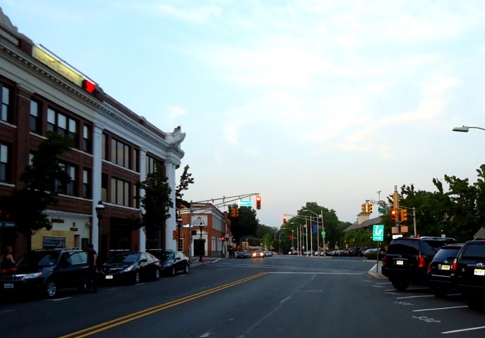 Cranford NJ street and stores and train station