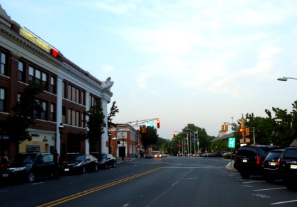 Cranford NJ street and stores and train station