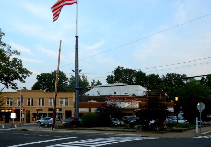 Cranford NJ downtown and movie theater and flag