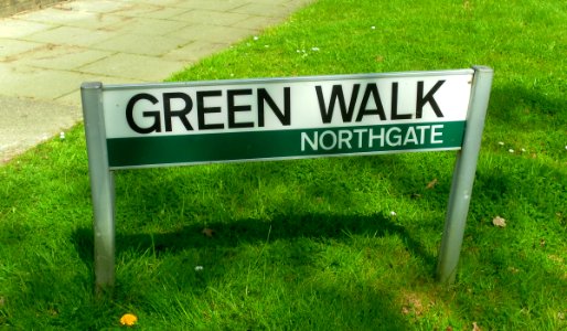 Crawley Colour-Coded Neighbourhood Street Sign - Northgate (Green Walk)