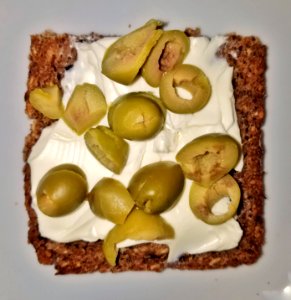 Cream cheese and olive sandwich on German three-grain bread - Massachusetts photo