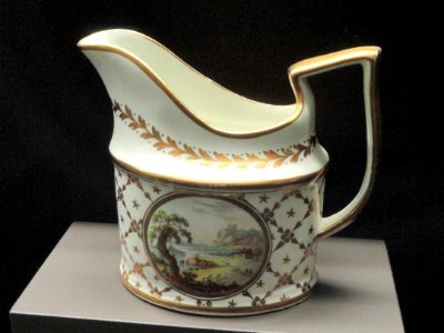 Creamer, Old Oval shape, c. 1800-1815, Minton, bone china, overglaze enamels, gilding - Gardiner Museum, Toronto - DSC00793
