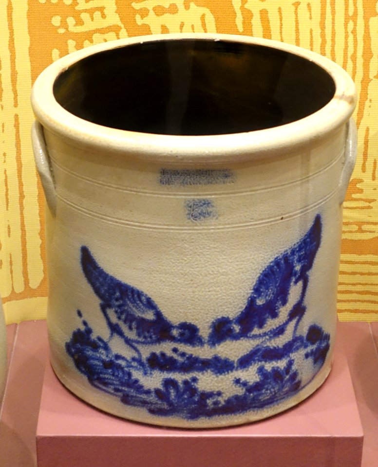 Crock, J. & E. Norton Pottery, 1850-1859, salt-glazed stoneware with cobalt decoration - Bennington Museum - Bennington, VT - DSC08996
