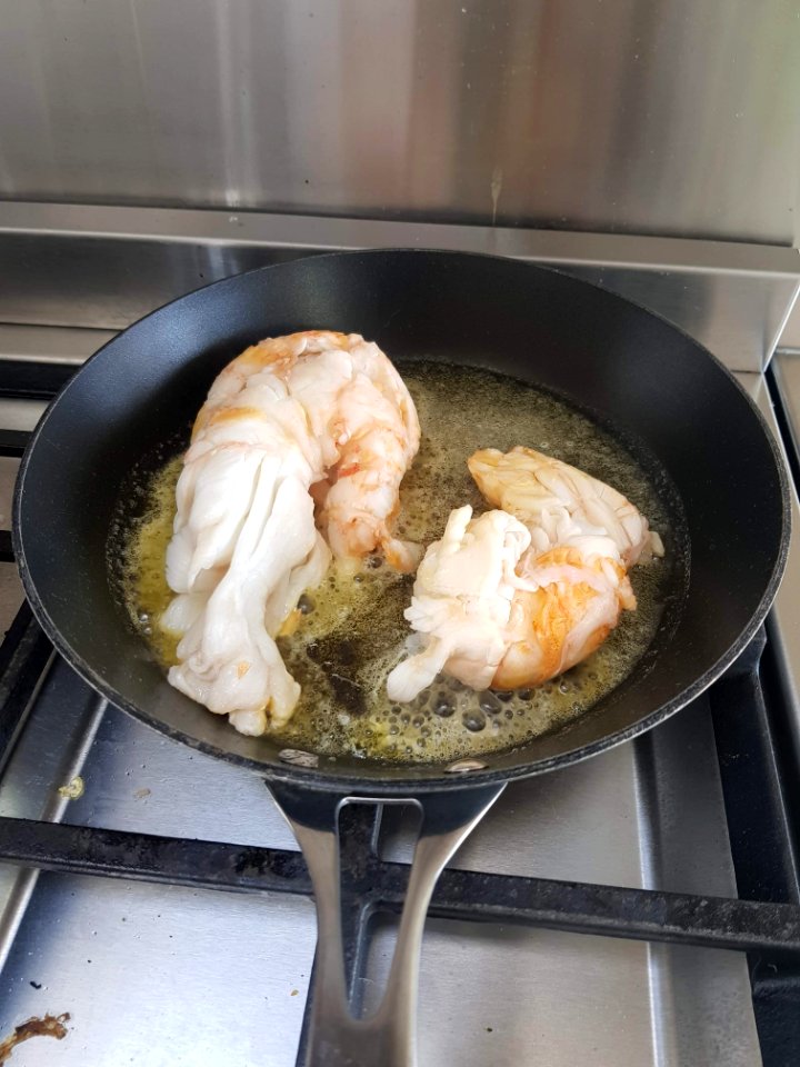 Crayfish tails in brown butter