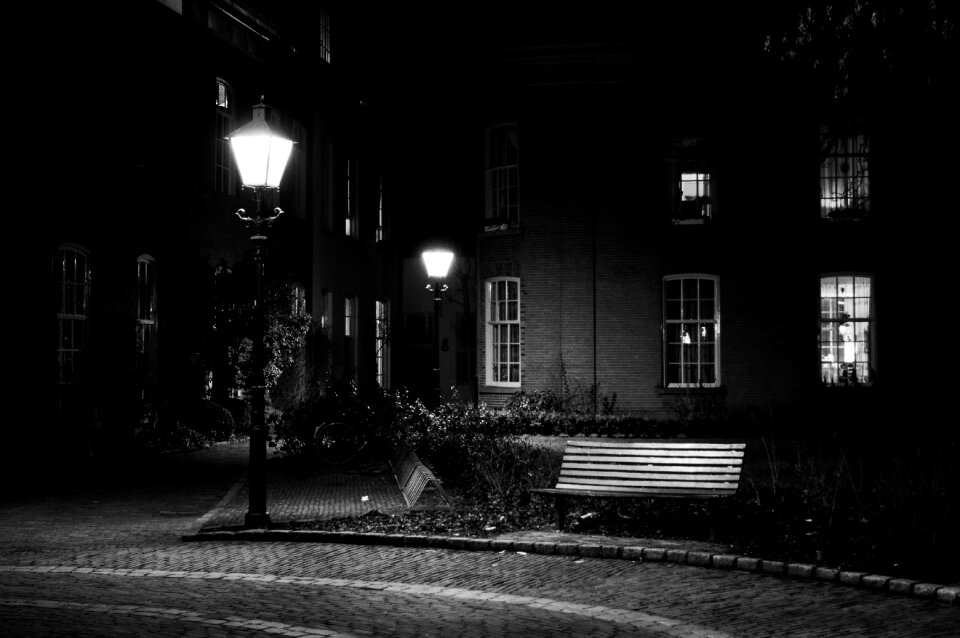 Evening night bench