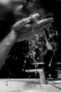 Man black and white watter