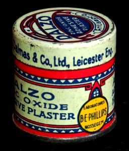 Dalzo zinc oxide adhesive plaster tin, laboratoires BE Phillips Nossegem, foto1
