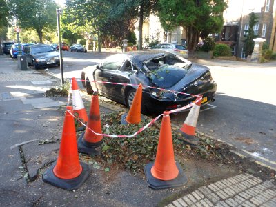 Damaged BMW 645Ci in Hove (29-10-2013, after St Jude's Storm) (2)