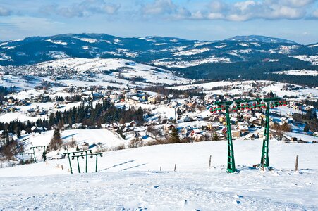 Winter view winter ski lift photo