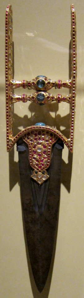 Dagger, northern India, 19th century, steel, gold, gemstones and enamel, Honolulu Academy of Arts