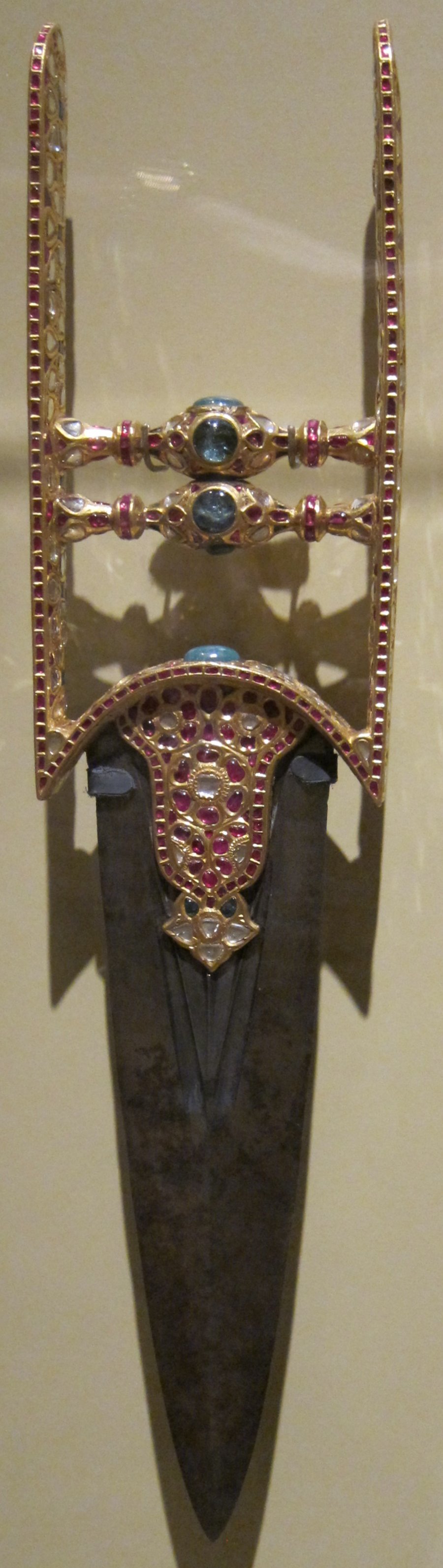 Dagger, northern India, 19th century, steel, gold, gemstones and enamel, Honolulu Academy of Arts