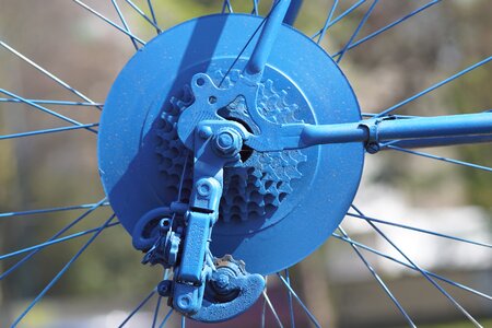 Detail photography blue pinion gear