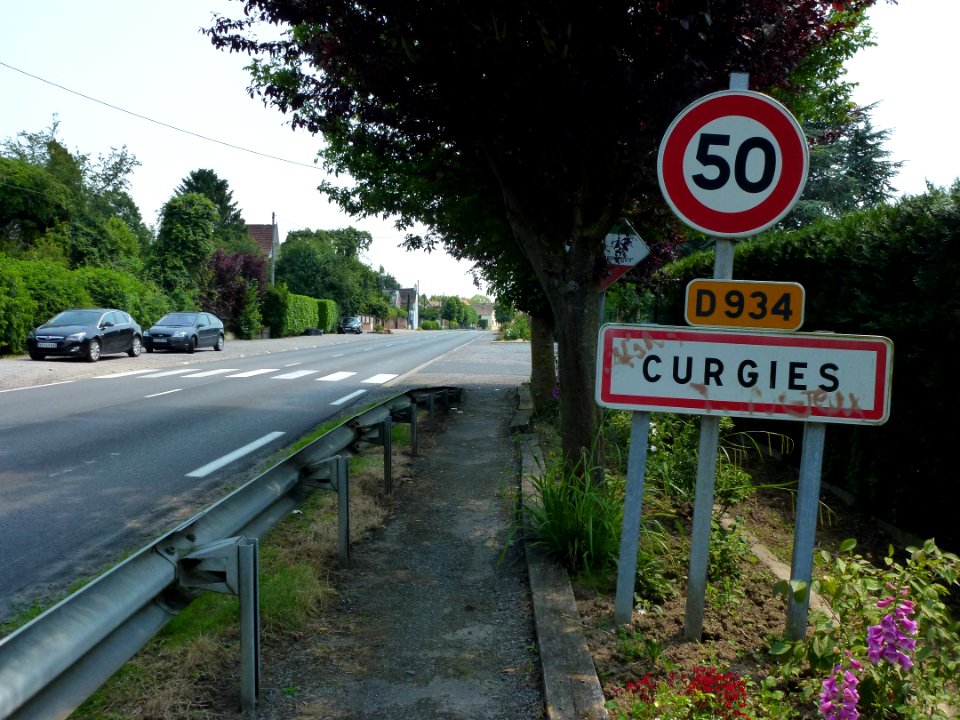 Curgies (Nord, Fr) city limit sign