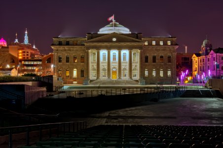 Customs building at night, Quebec city, Canada photo