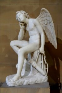 Cupid Resting by Raimondo Trentanove, 1823, marble - Sculpture Gallery, Chatsworth House - Derbyshire, England - DSC03529