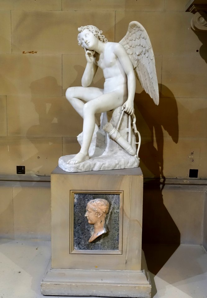 Cupid Resting by Raimondo Trentanove, 1823, marble - Sculpture Gallery, Chatsworth House - Derbyshire, England - DSC03527