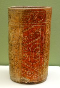 Cylinder with incised glyphs, Mayan culture, Campeche, Mexico, 700-800 AD, ceramic - Fitchburg Art Museum - DSC08816 photo