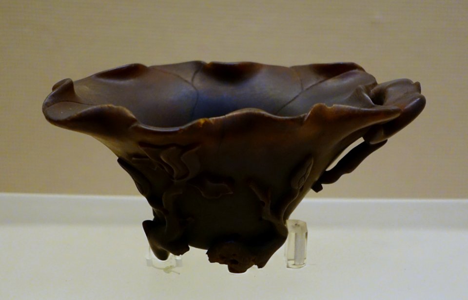 Cup carved with flowers, China, Qing dynasty, 1644-1911 AD, rhino horn - Sichuan Provincial Museum - Chengdu, China - DSC04660