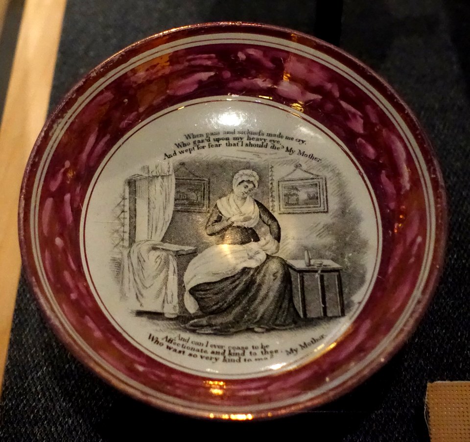 Cup and saucer thanking Mother, England, 1825-1830, view 1 - National Museum of American History - DSC00080
