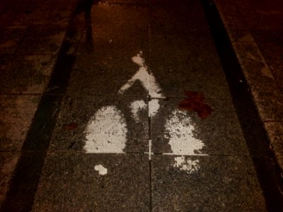 Cycle lane by night in Paris 04