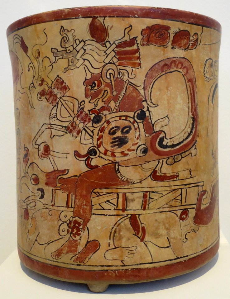 Cylindrical vessel, Maya culture, Honolulu Museum of Art, 4213.1