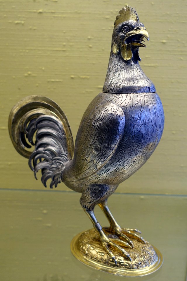 Cup in the shape of a rooster, Christoph Jamnitzer, Nuremberg, 1599, silver - Germanisches Nationalmuseum - Nuremberg, Germany - DSC02680