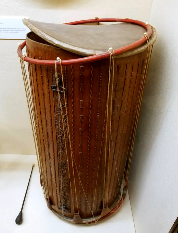 Cylindrical drum (tambourin), Provence region, France, early 1800s, walnut, maple, calfskin - Casadesus Collection of Historic Musical Instruments - Boston Symphony Orchestra - 20180113 192027