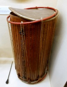 Cylindrical drum (tambourin), Provence region, France, early 1800s, walnut, maple, calfskin - Casadesus Collection of Historic Musical Instruments - Boston Symphony Orchestra - 20180113 192027 photo