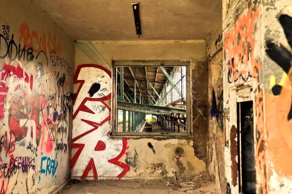 Ruin railway depot train