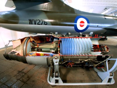 Cut-away of a jet engine