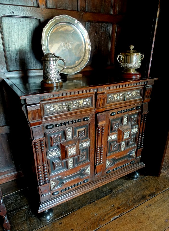 Cupboard, 1660-1685, oak, bone, mother-of-pearl - Packwood House - Warwickshire, England - DSC08983