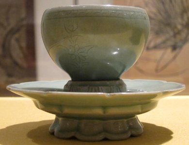 Cup and stand from Korea, early 12th century, stoneware with celadon glaze, HAA photo