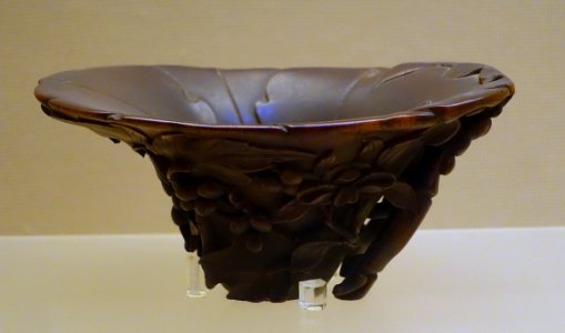 Cup carved with camellia, China, Qing dynasty, 1644-1911 AD, rhino horn - Sichuan Provincial Museum - Chengdu, China - DSC04656