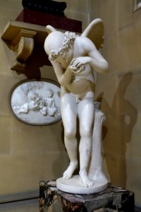 Cupid with a Butterfly, by Carlo Finelli, 1826, marble - Sculpture Gallery, Chatsworth House - Derbyshire, England - DSC03476