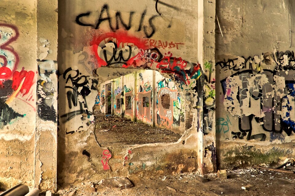 Ruin railway depot train