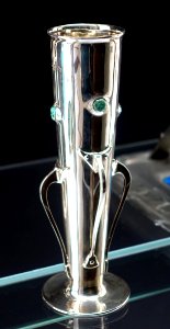 Cyrus vase, designed by Archibald Knox, made by W. H. Haseler, Birmingham, for Liberty & Co., London, 1901, silver, turquoise - Bröhan Museum, Berlin - DSC03939