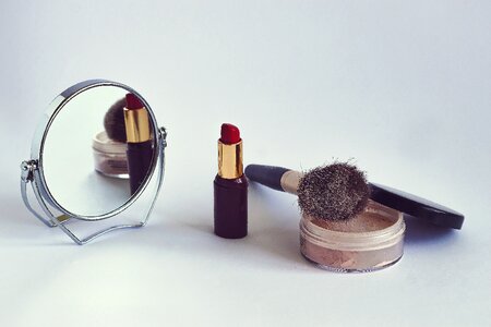 Cosmetic brush rearview mirror makeup photo
