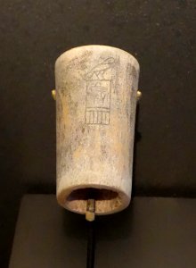 Cylinder Inscribed with a King's Name - Egypt, Dynasty 2, reign of Hetepsekhemwy, c. 2800-2780 BC, bone - Egypt- Brooklyn Museum - Brooklyn, NY - DSC08700