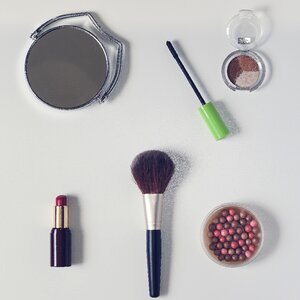 Cosmetic brush rearview mirror eyeshadow photo