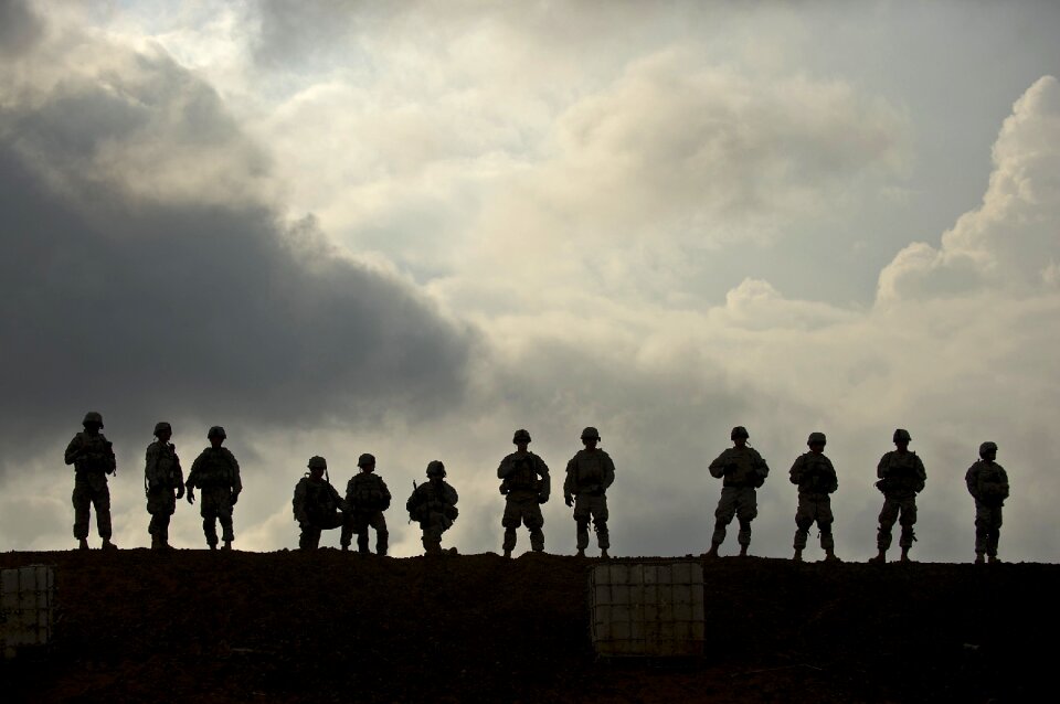 Soldiers sunset clouds