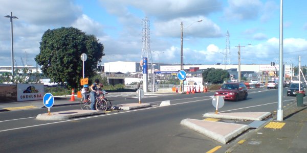 Cyclists Crossing Refuge Crossing Onehunga