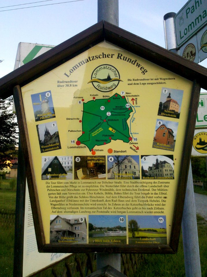 Döbeln–Elbe-Radroute Zöthain-Mettelwitz Infotafel Lommatzscher Rundweg 2015