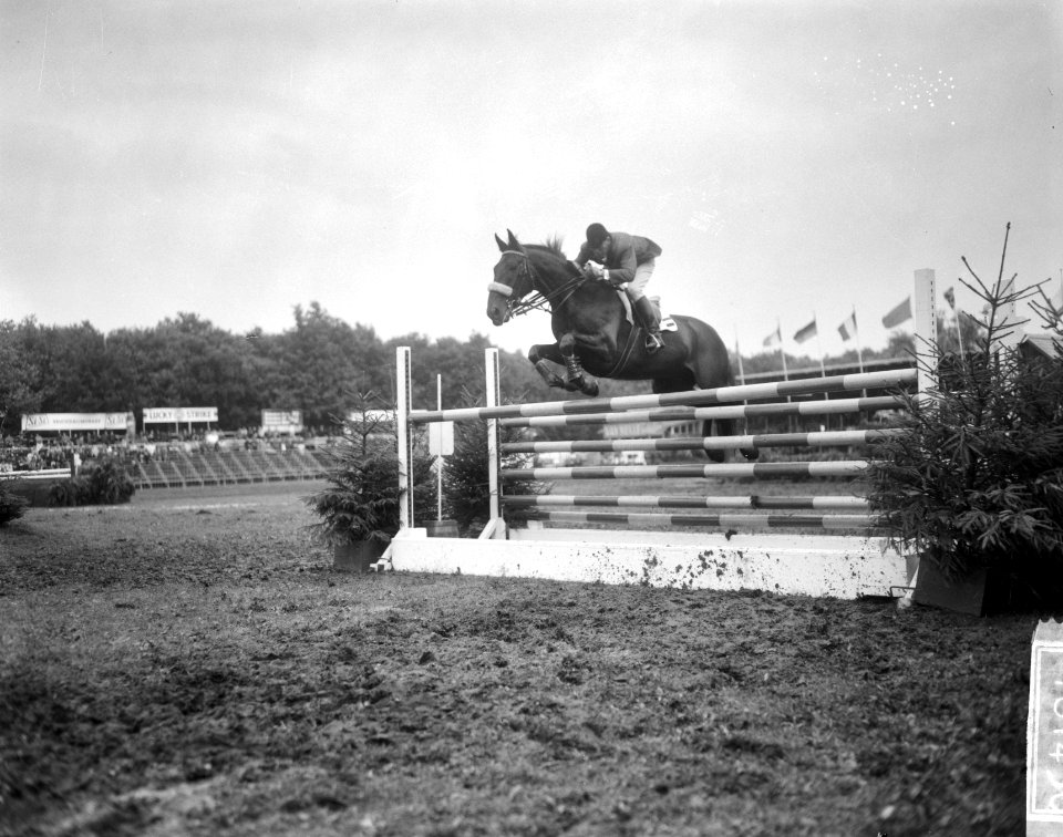 Concours Hippique te Rotterdam, ruiters in aktie, Bestanddeelnr 918-1430