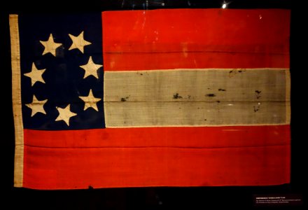 Confederate 'Stars and Bars' Flag, captured at Columbia, South Carolina - Wisconsin Veterans Museum - DSC02996