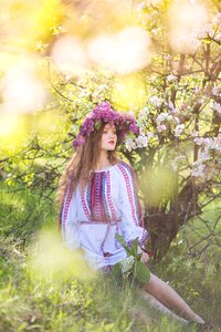 Embroidery flowers portrait photo