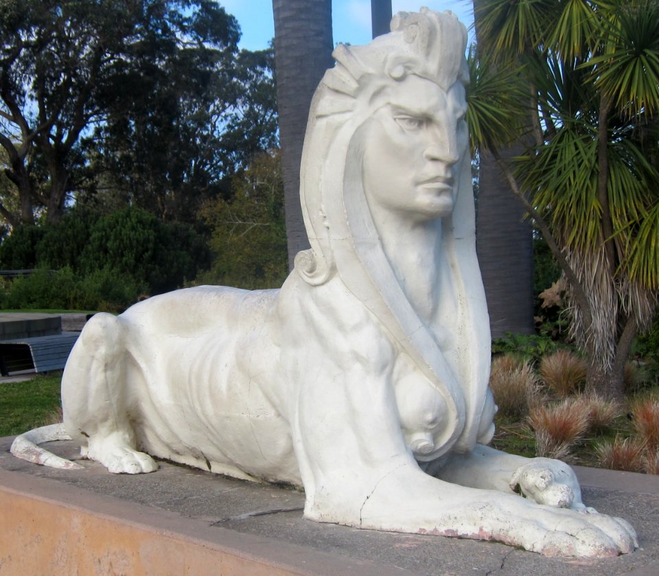 Concrete sphinx by Arthur Putnam, c. 1910