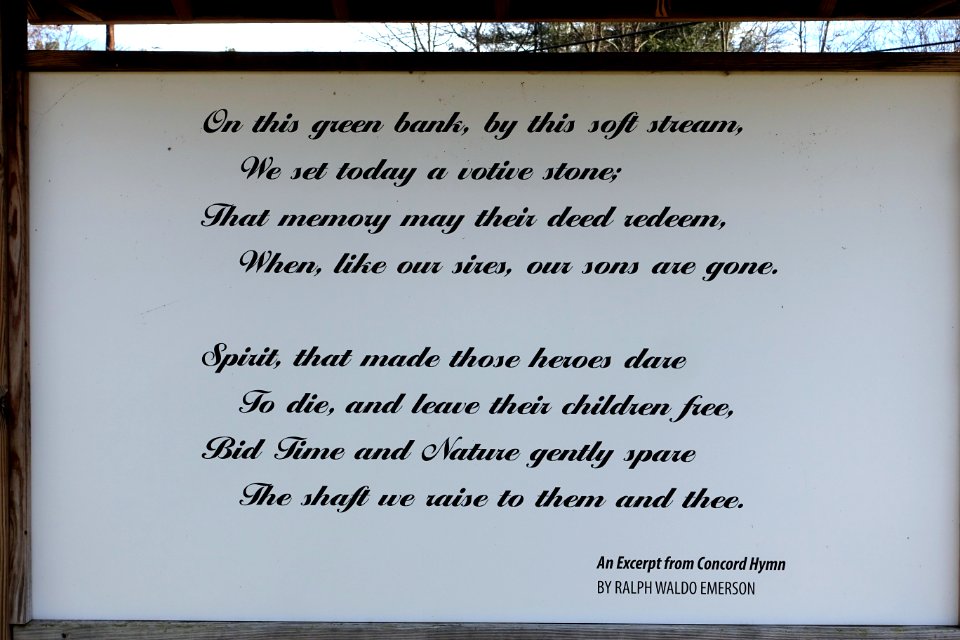 Concord Hymn extract by Ralph Waldo Emerson - Johnny Ro Veterans Memorial Park - Leominster, Massachusetts - DSC09144