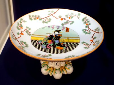 Compote with Japanese pattern decoration, John Bebbington designer, Josiah Wedgwood & Sons, 1866, creamware - Dallas Museum of Art - DSC05144