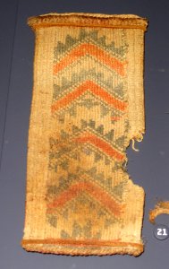 Composite-weave sandal, Basket Maker II, Kanab Canyon, Utah, c. 500 AD, yucca cordage and dye - Natural History Museum of Utah - DSC07391